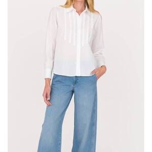 NEW SECULAR amelia brushed cotton shirt in white